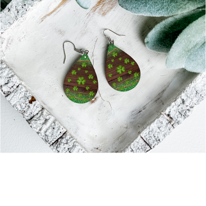 St. Patrick's Day Teardrop Dangle Earrings