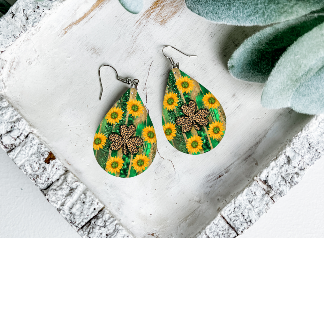 St. Patrick's Day Teardrop Dangle Earrings