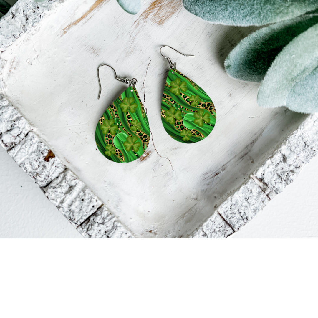 St. Patrick's Day Teardrop Dangle Earrings