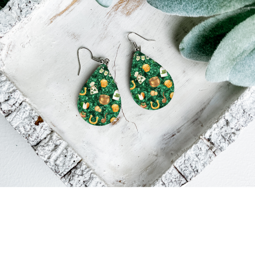 St. Patrick's Day Teardrop Dangle Earrings