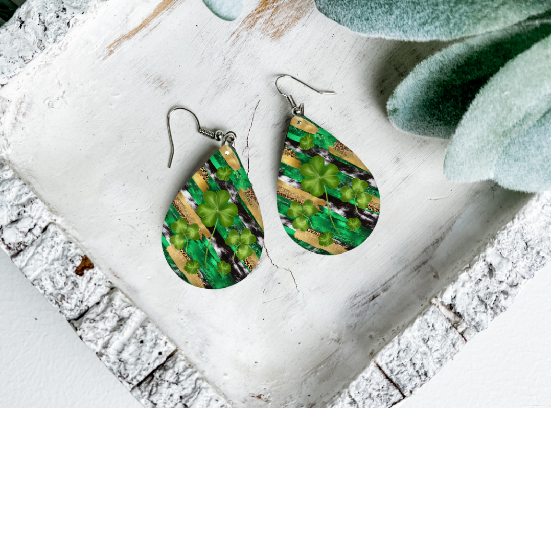 St. Patrick's Day Teardrop Dangle Earrings