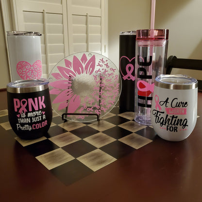 Pink Heart - Breast Cancer Awareness - 20oz Steel Tumbler - White