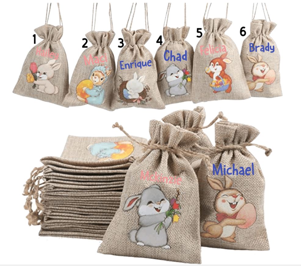 Personalized Easter Burlap Treat Bags