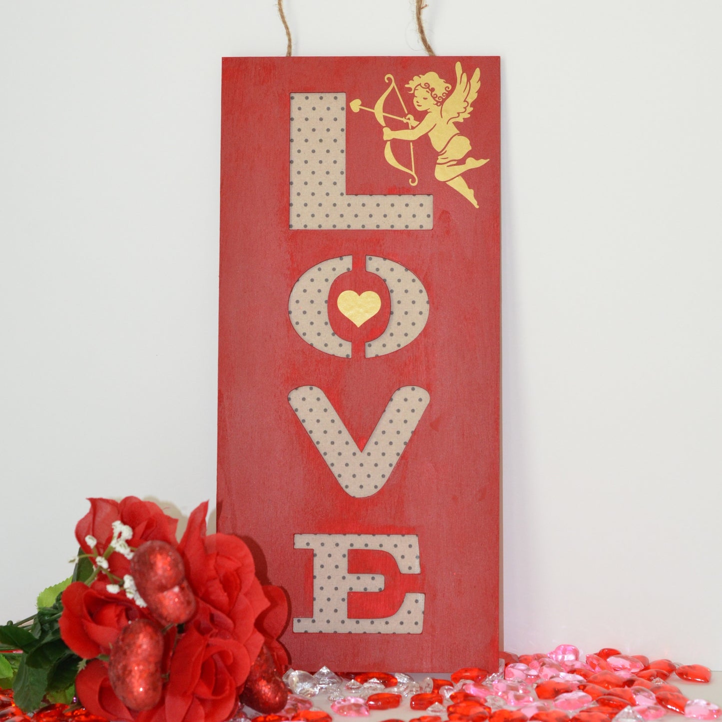 Cupid LOVE Wood Sign