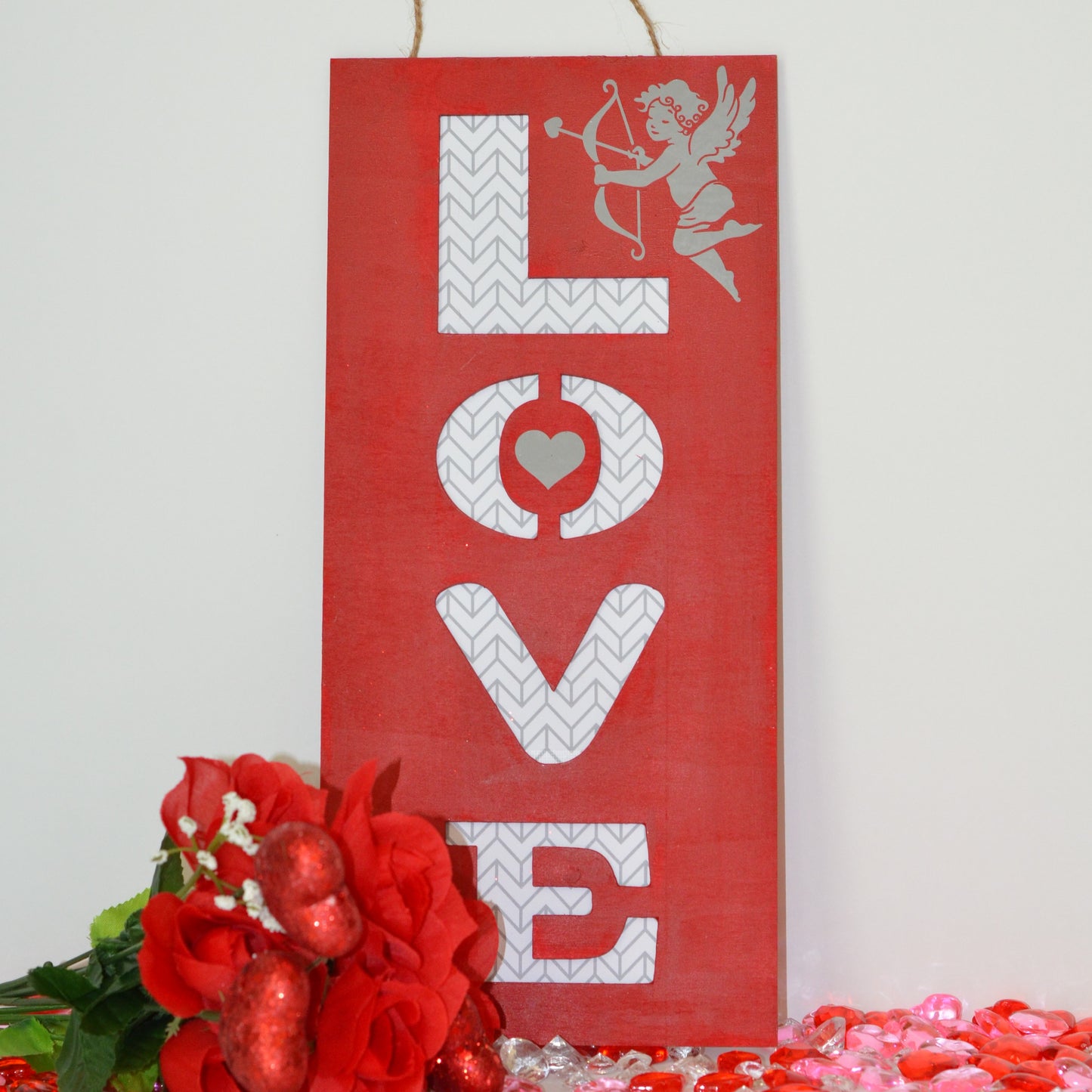 Cupid LOVE Wood Sign