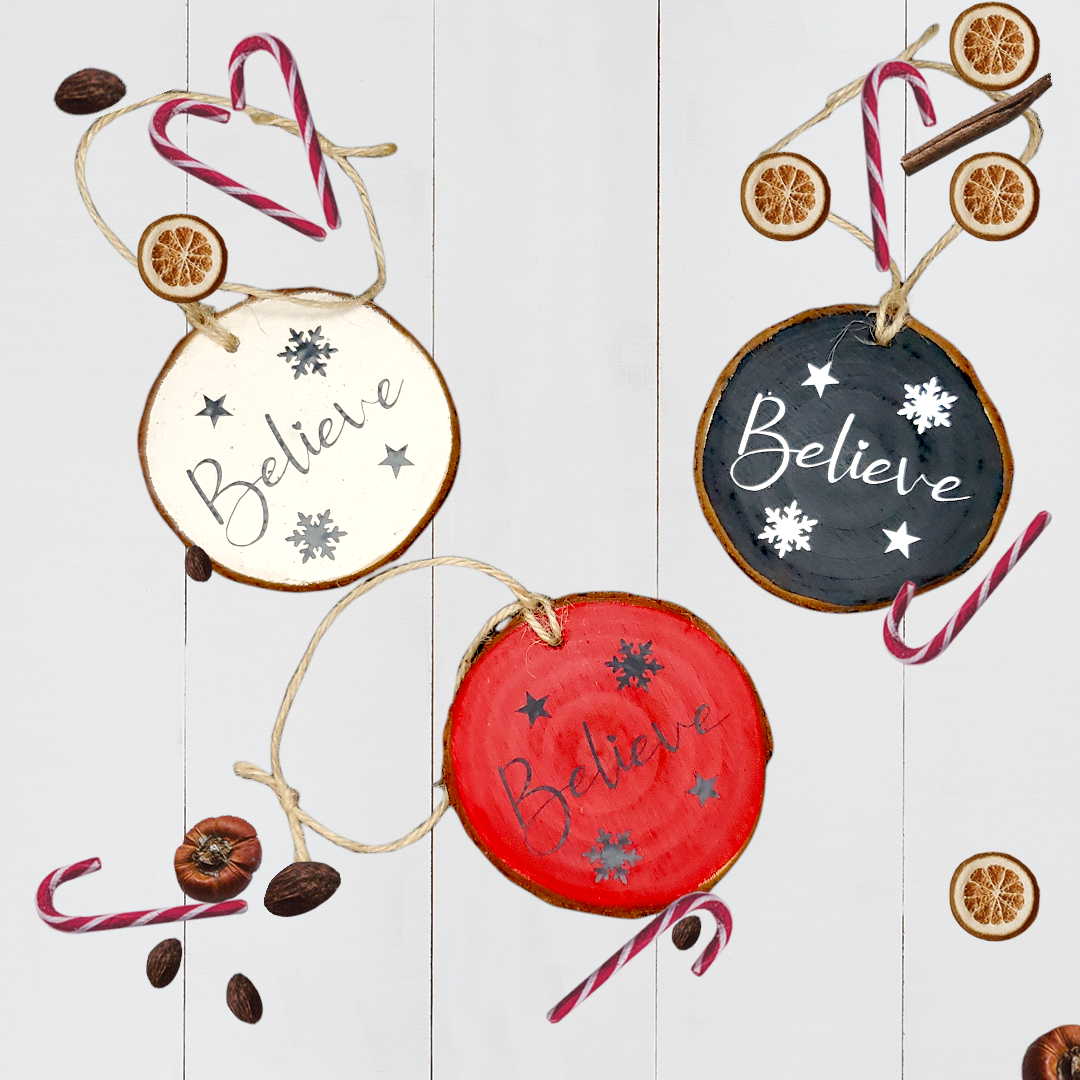 Wood Slice Christmas Ornaments