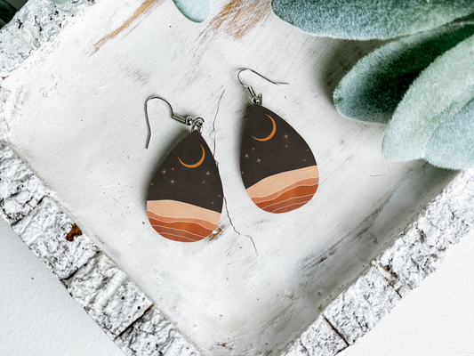 Desert Moon Boho Teardrop Dangle Earrings