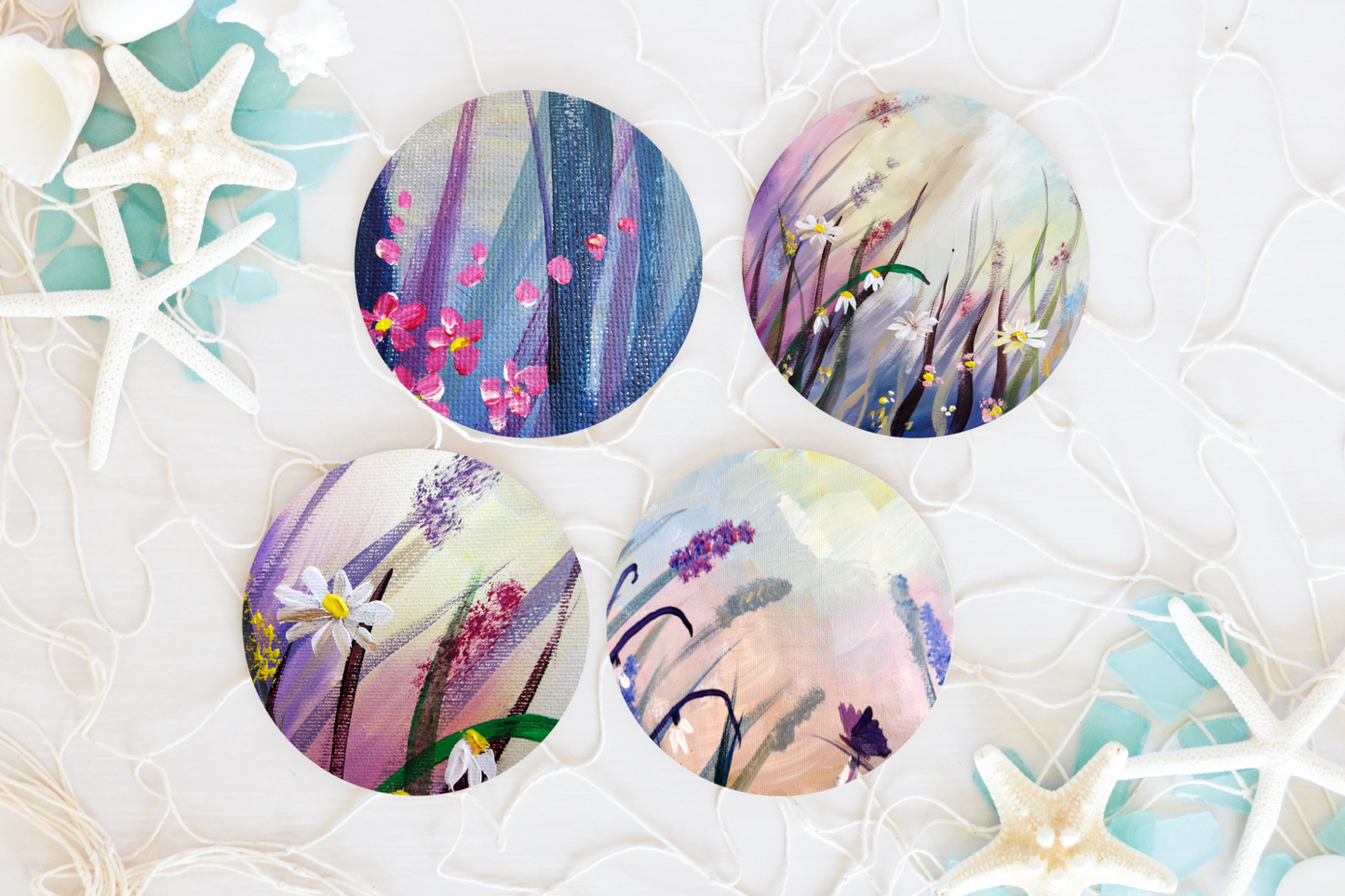 Floral Ceramic Coasters - Round & Square