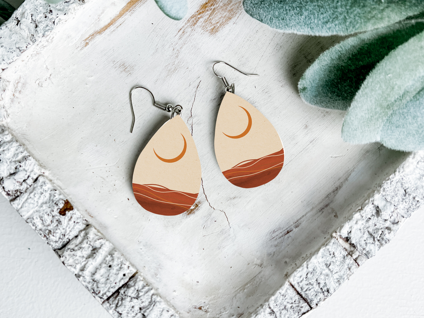 Desert Moon Boho Teardrop Dangle Earrings