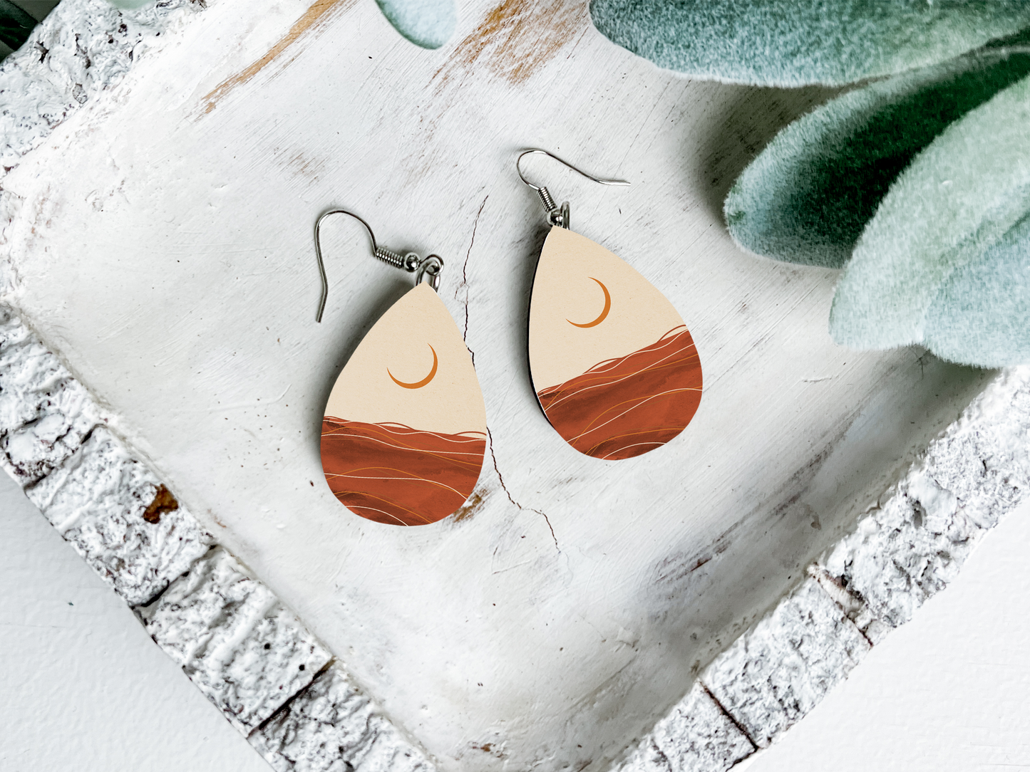 Desert Moon Boho Teardrop Dangle Earrings