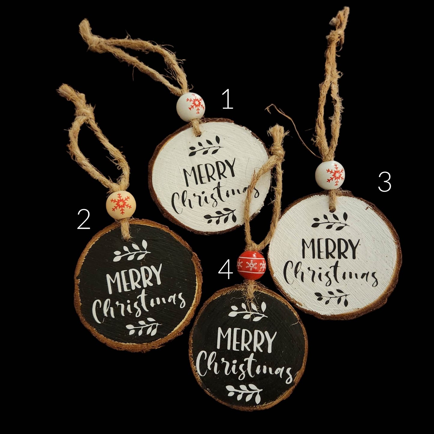 Wood Slice Christmas Ornaments - Decorative Bead