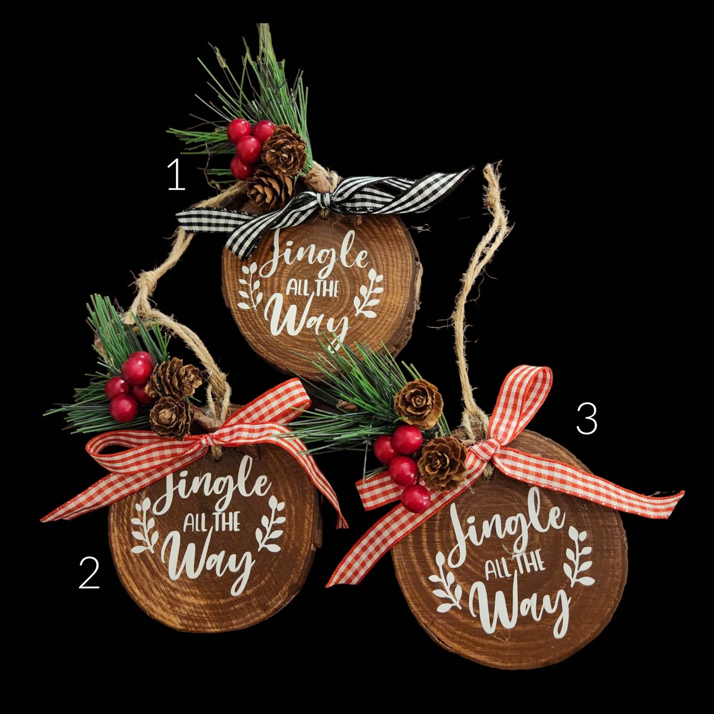 Wood Slice Christmas Ornaments with Greenery