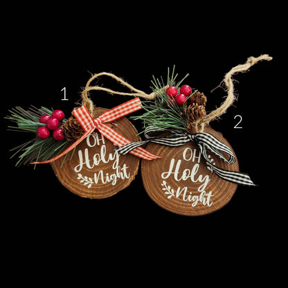 Wood Slice Christmas Ornaments with Greenery