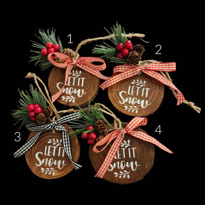 Wood Slice Christmas Ornaments with Greenery