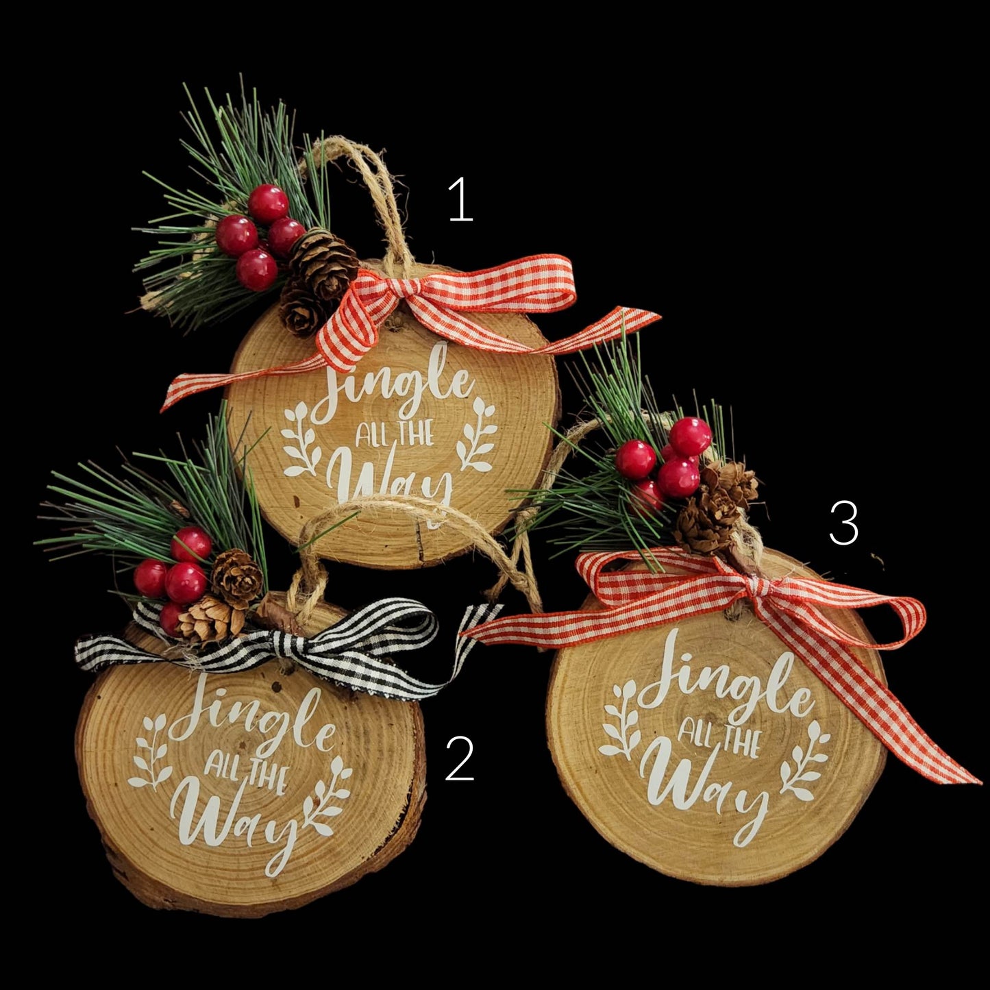 Wood Slice Christmas Ornaments with Greenery