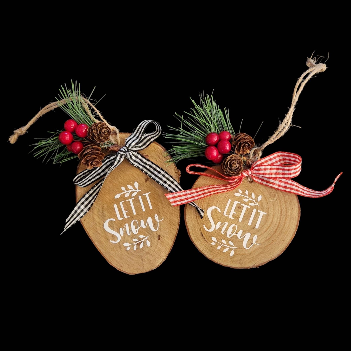 Wood Slice Christmas Ornaments with Greenery