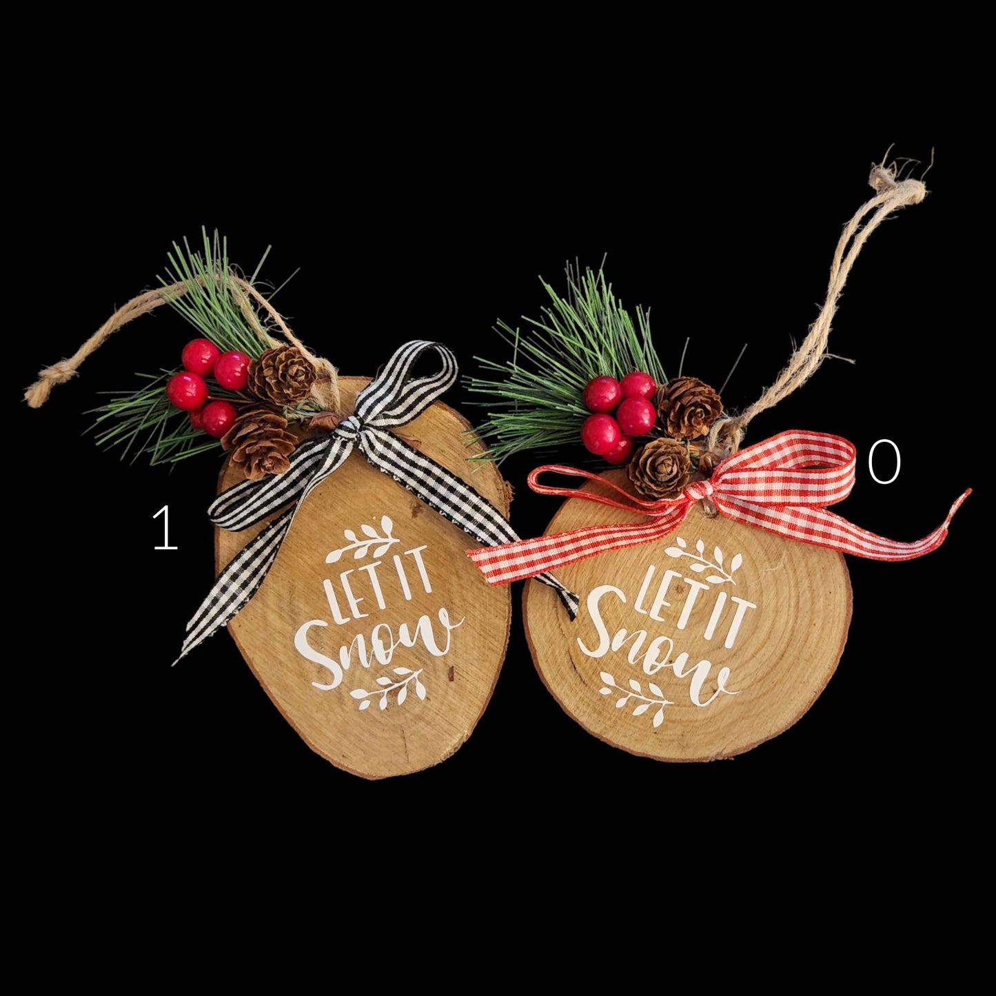 Wood Slice Christmas Ornaments with Greenery