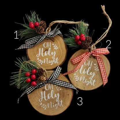 Wood Slice Christmas Ornaments with Greenery